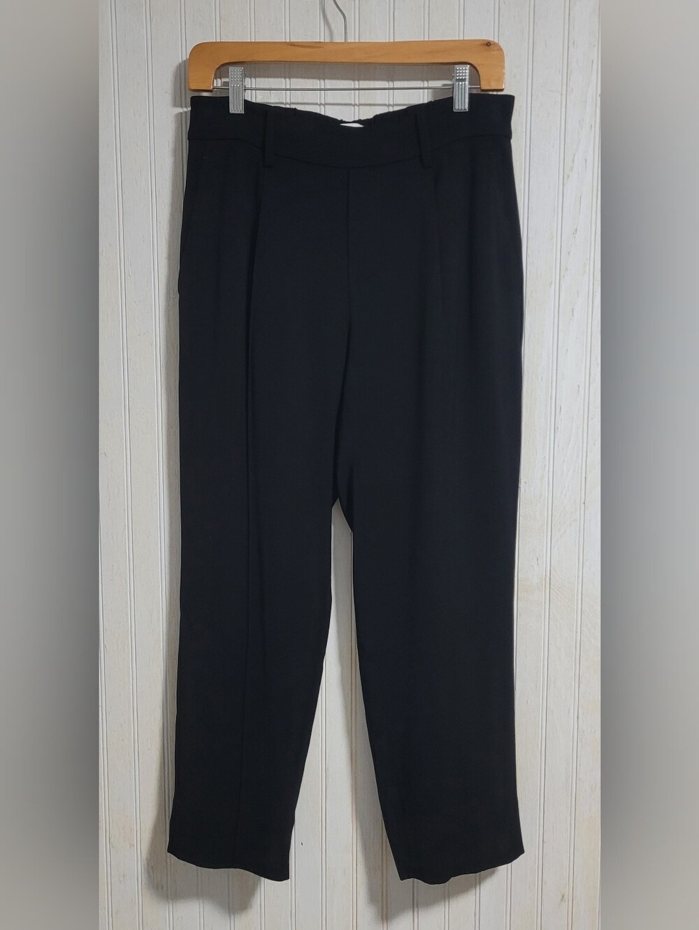 ​Vince Pull On Crop Dress Pants Back Elastic Split Hem Black Size Small EUC